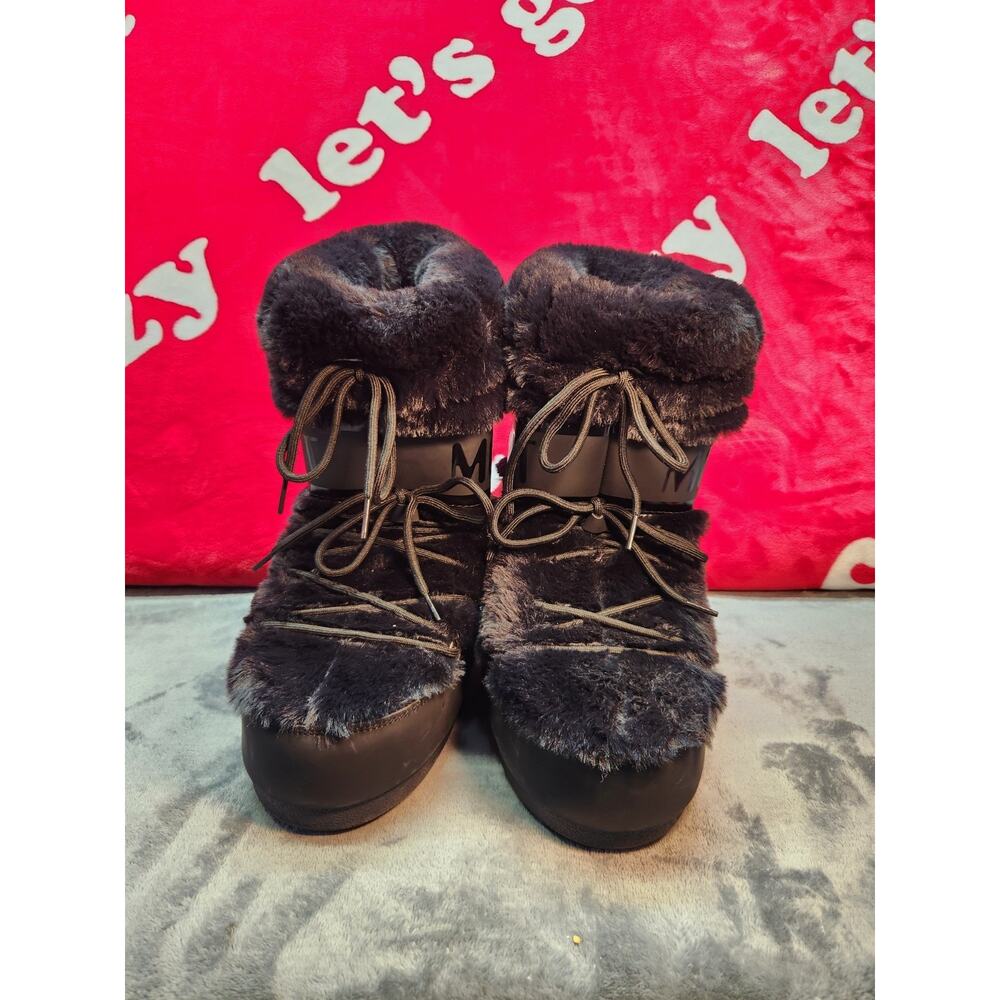 Moon Boot Faux Fur Winter Boots Women’s 9 EU 40 Black Snow Platform Lace Up